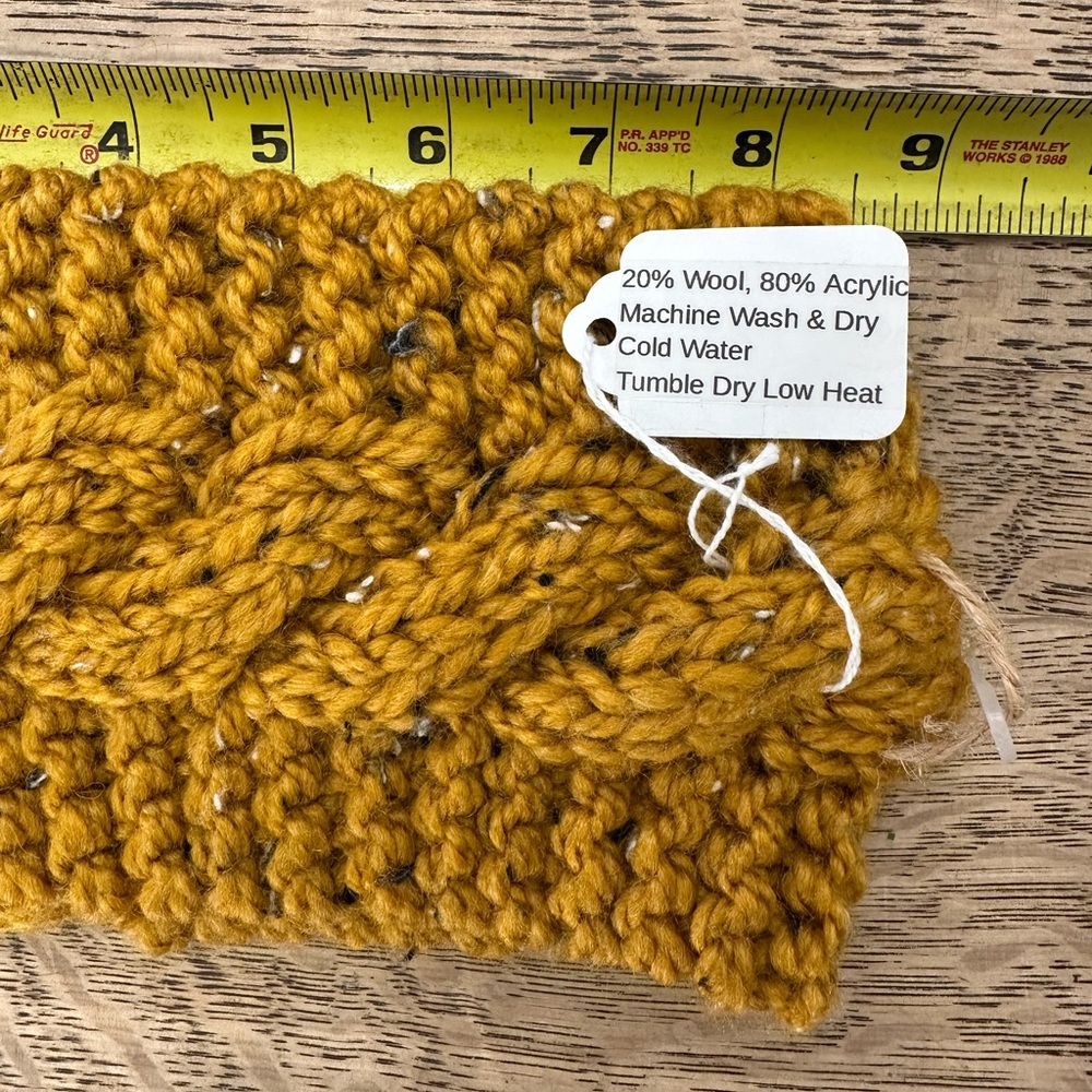 Handmade NWT NEW Wool Knitted Winter Headband Ear Band Warmer Mustard - Picture 6 of 6